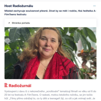 Zuzana Dražilová v pořadu Host Radiožurnálu: Mladí filmaři točí o radosti i realitě